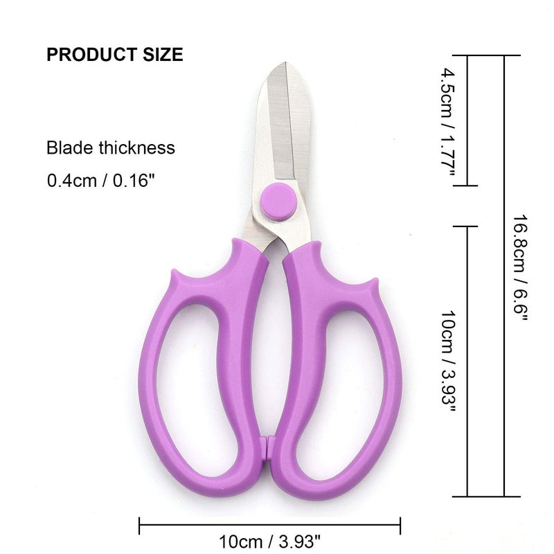 Jasni Garden Pruning Shears Scissors with Comfort Grip Handle, Premium Steel Professional Floral Scissors, Perfect for Arranging Flowers, Pruning, Trimming Plants, Gardening Tool (Purple) - Image 3